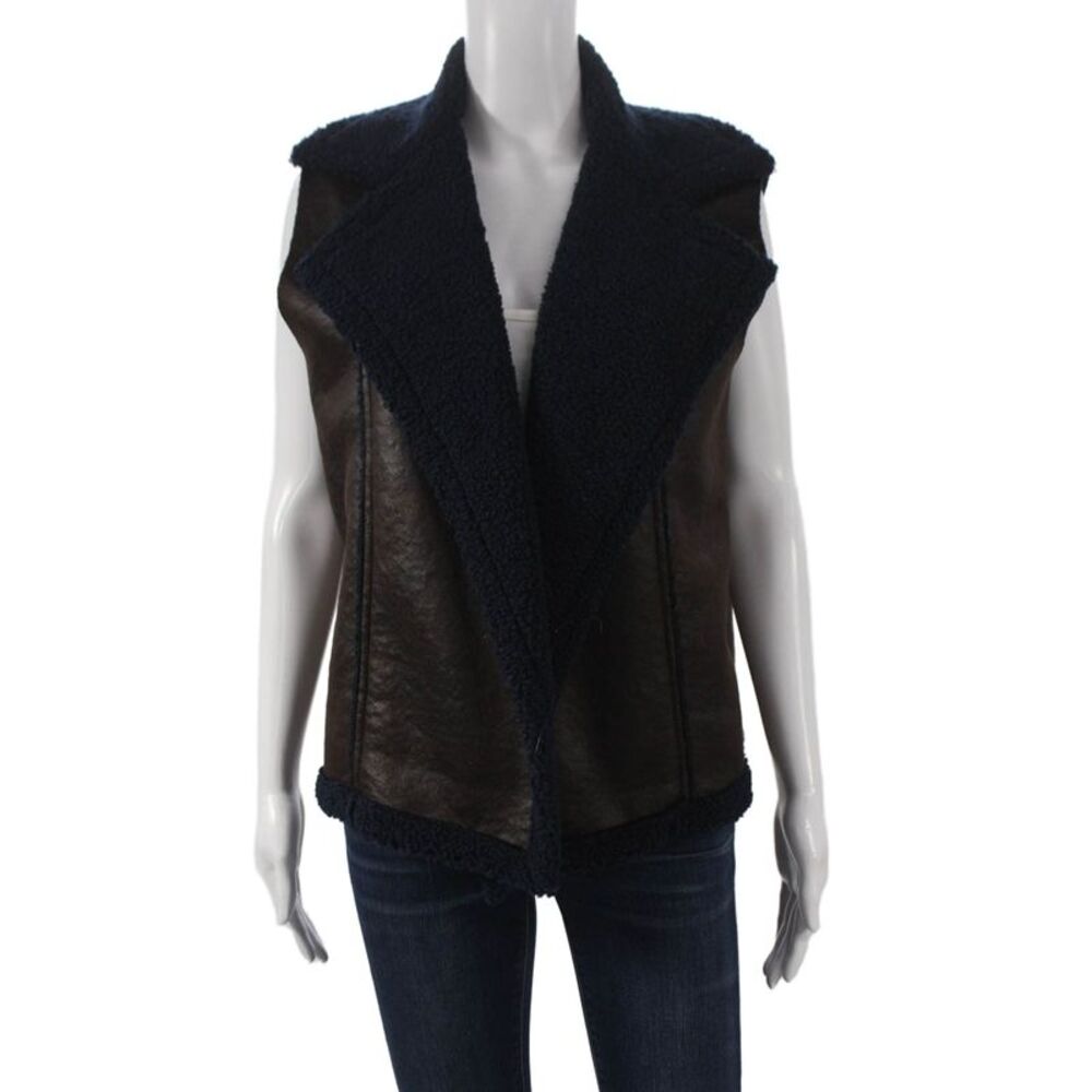 Johanna Paris Women Brown Polyester Sleeveless Vest Size One Size